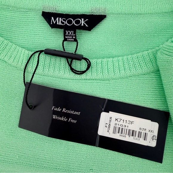 Misook Dolman Sleeve Soft Knit Top Paradise Green XXL NEW - Picture 3 of 4